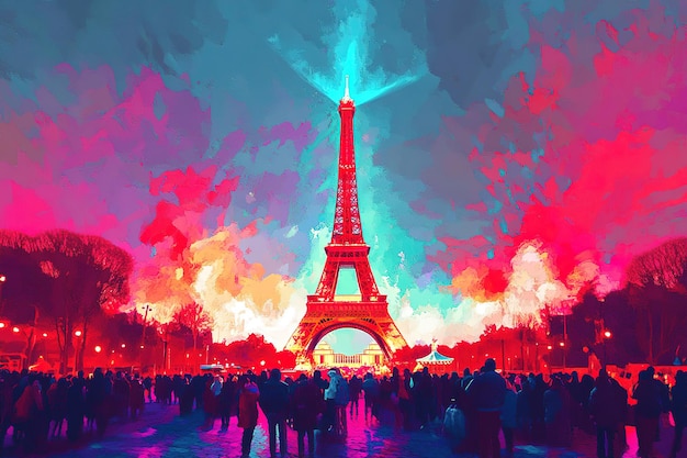 Eiffel tower in Paris watercolor vector illustration