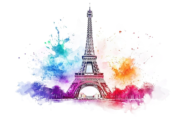 Eiffel tower in Paris watercolor vector illustration