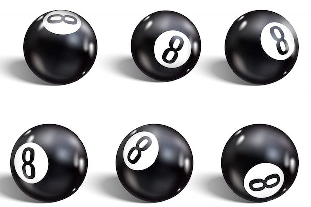 Vector eight ball. set of realistic 8 ball.