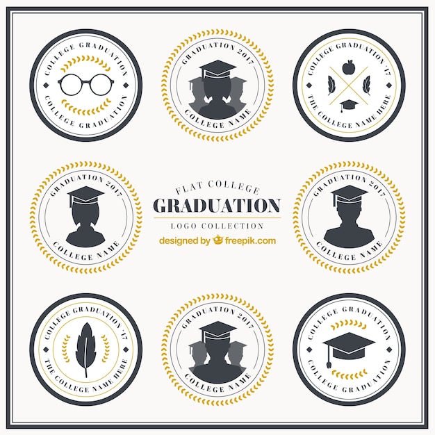 Vector eight logos for graduation