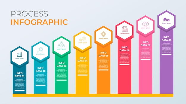 Eight Steps Infographics vector template 8 items process infographic