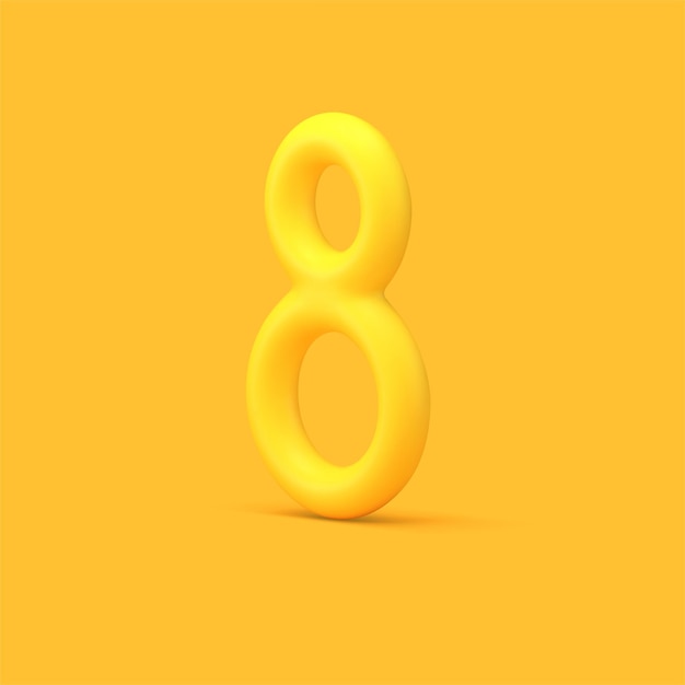 Vector eight yellow number holiday event balloon decor element 3d icon realistic vector illustration