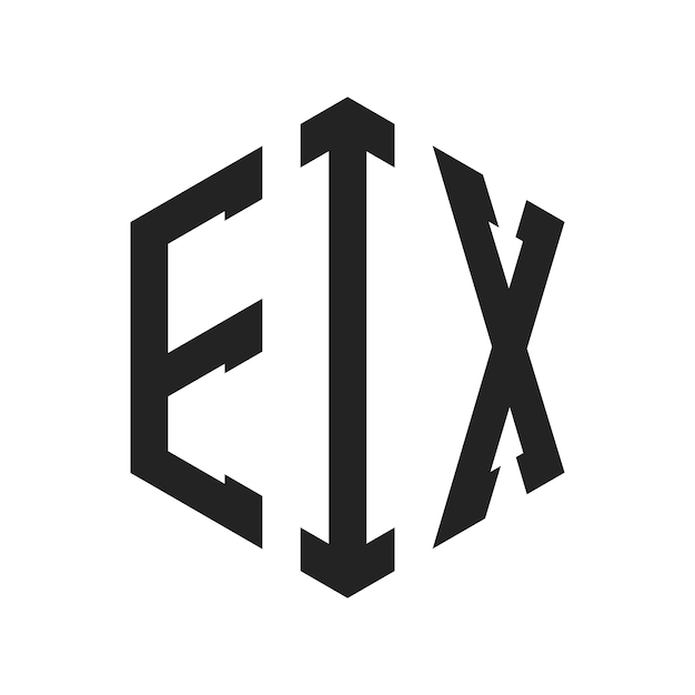 Vector eix logo design initial letter eix monogram logo using hexagon shape