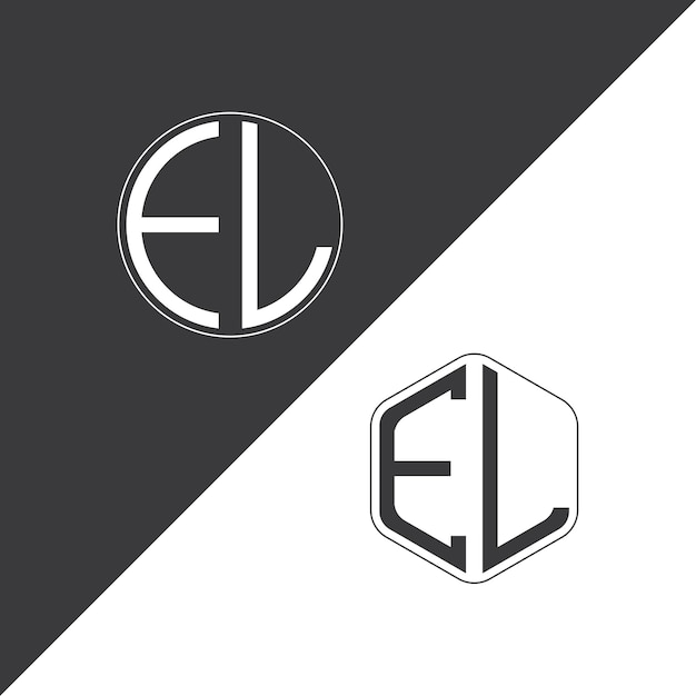 Vector el initial monogram logo with circle and polygon shape creative logo design