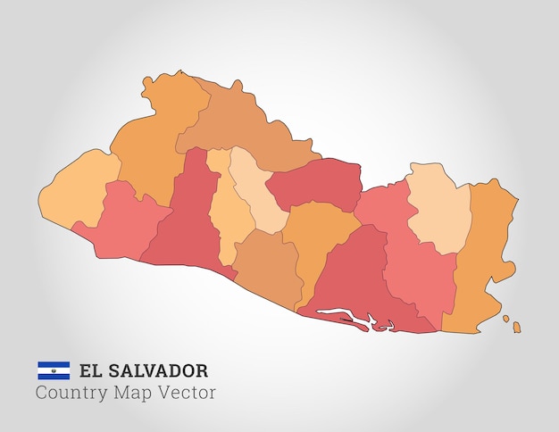 El Salvador Colourful Map Vector Illustration