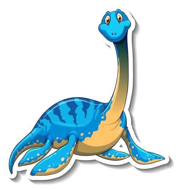 Elasmosaurus dinosaur cartoon character sticker