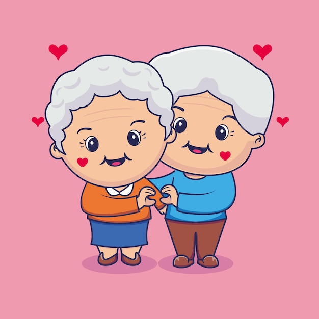 Elderly couple holding hands make shape of heart