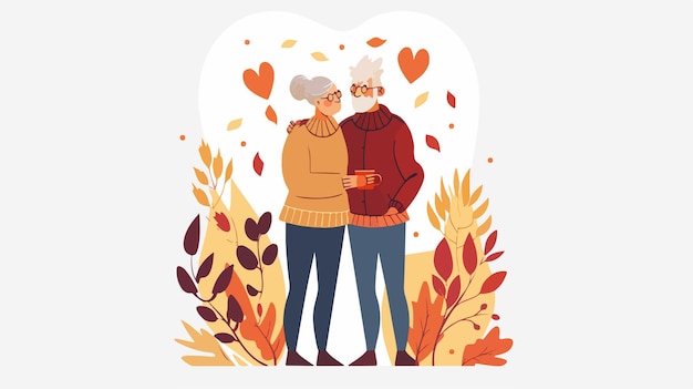 Vector elderly couple love and togetherness vector illustration