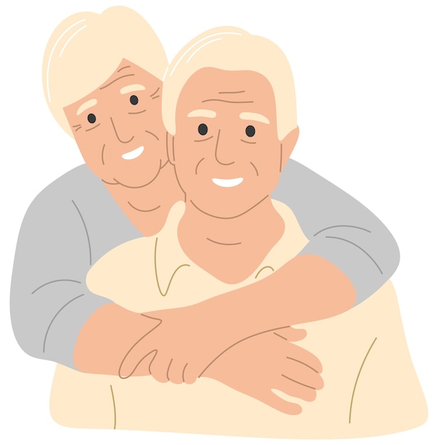 Vector an elderly couple a woman embracing a man