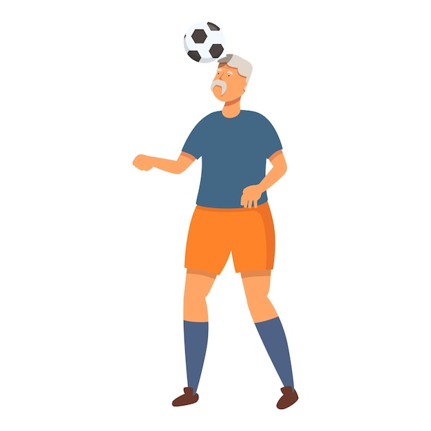 Elderly man head play icon cartoon vector Soccer outdoor