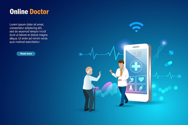 Elderly man using medical app on smart phone consult health problem with doctor Medical healthcare