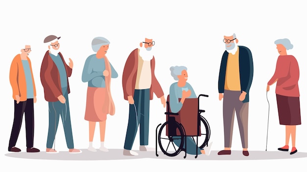 Elderly Men and Women Disease Vector Illustration