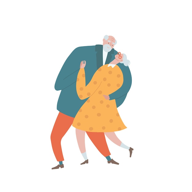 Elderly people couple dancing together old man and woman dancing retro popular romantic dance isolat