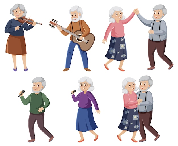 Elderly people isolated set