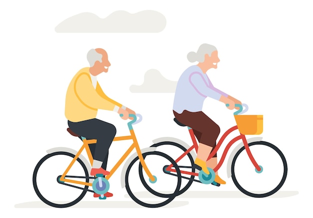 Elderly people riding bicycles Seniors outdoor activity