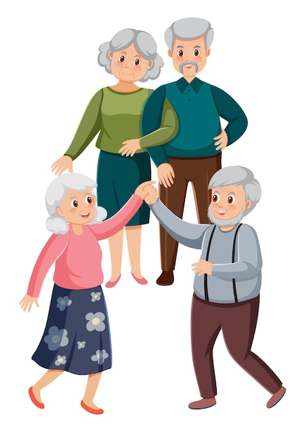 Elderly people on white background