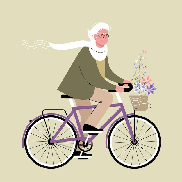 Elderly woman on a bicycle