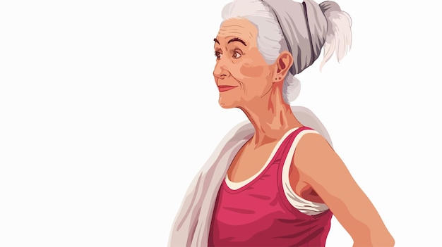 Vector elderly woman in sportswear with tow active senior lifestyle concept