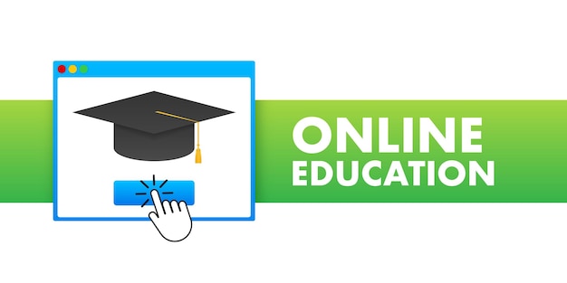 Elearning Online education concept banner Online training courses Tutorials Vector illustration