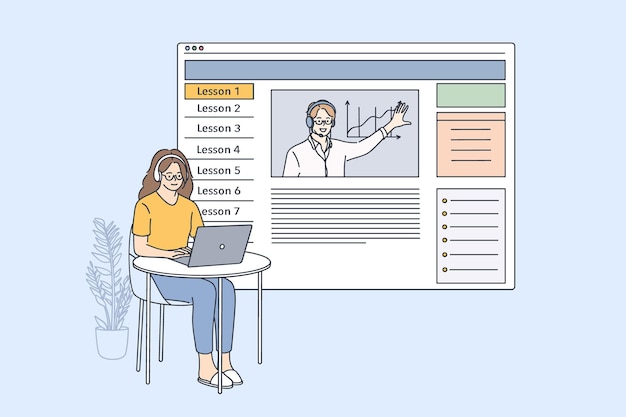 Elearning and online lesson concept