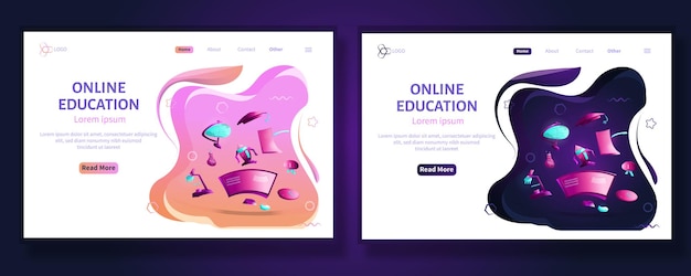 Elearning website landing page design illustration