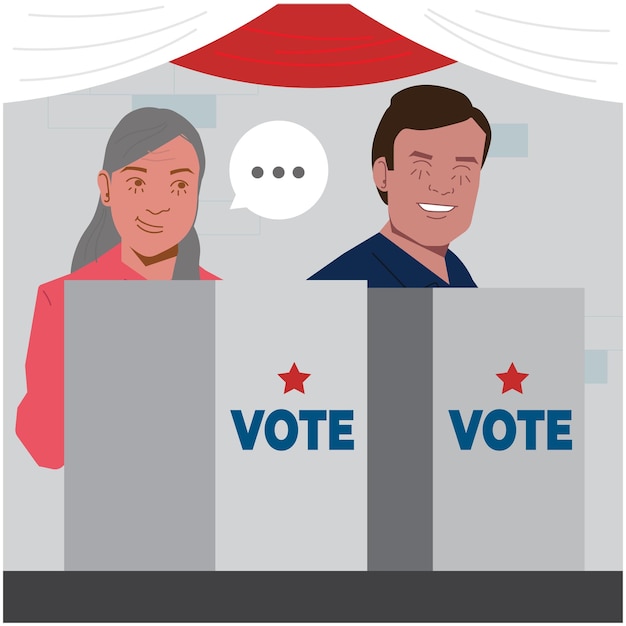 election day vote ballot box in flat illustration