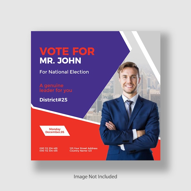 Election social media post banner and square banner template design