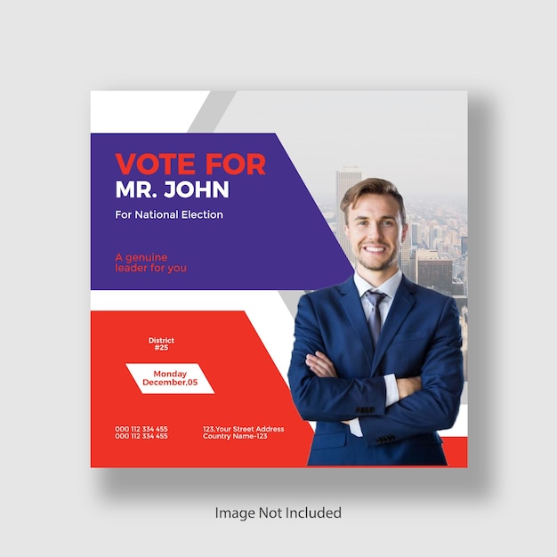 Election social media post banner and square banner template design