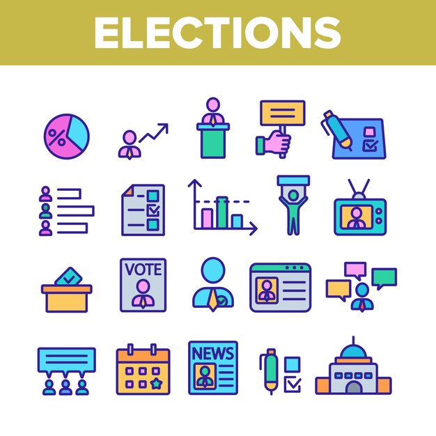 Vector elections elements icons set