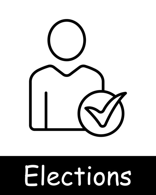 Vector elections set icon presidential candidate vote candidate support silhouette checkmark people rights statistics ballot black lines on white background battle of opinions voting concept