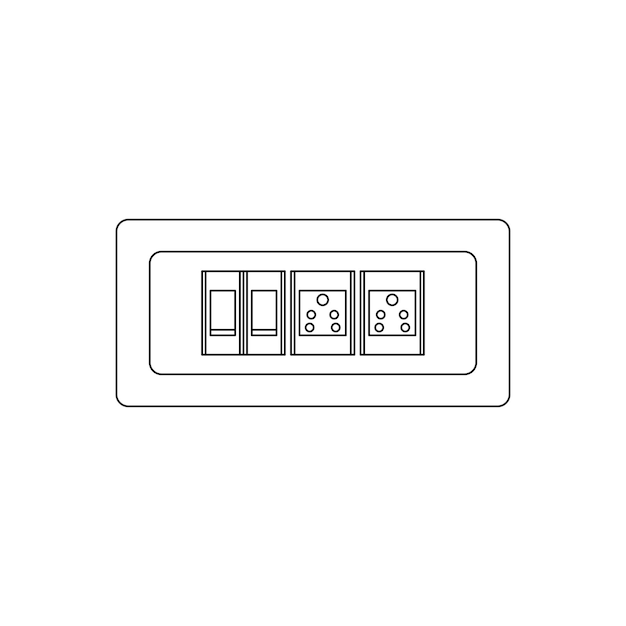 Electric Board with Two Sockets and Two Switches Line Art