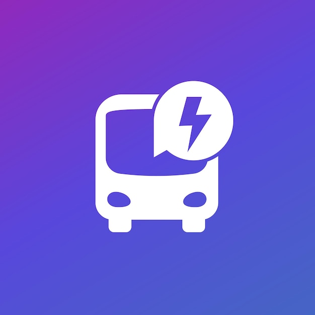 Electric bus clean transport vector icon