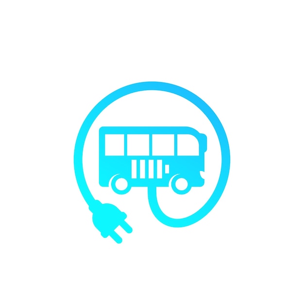 Electric bus with plug vector icon