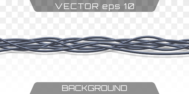 Electric cables.Realistic electrical gray industrial wires.