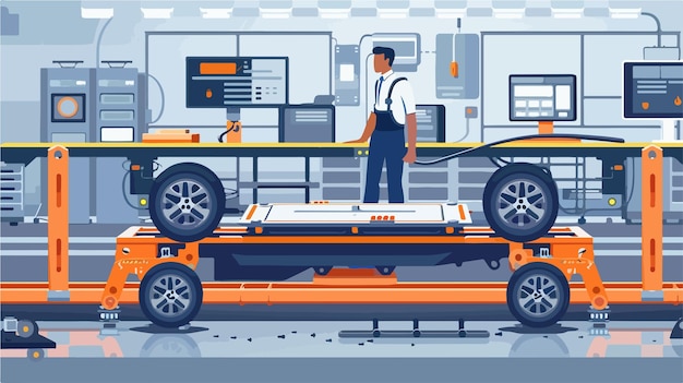 Electric Car Chassis Battery Vector Illustration