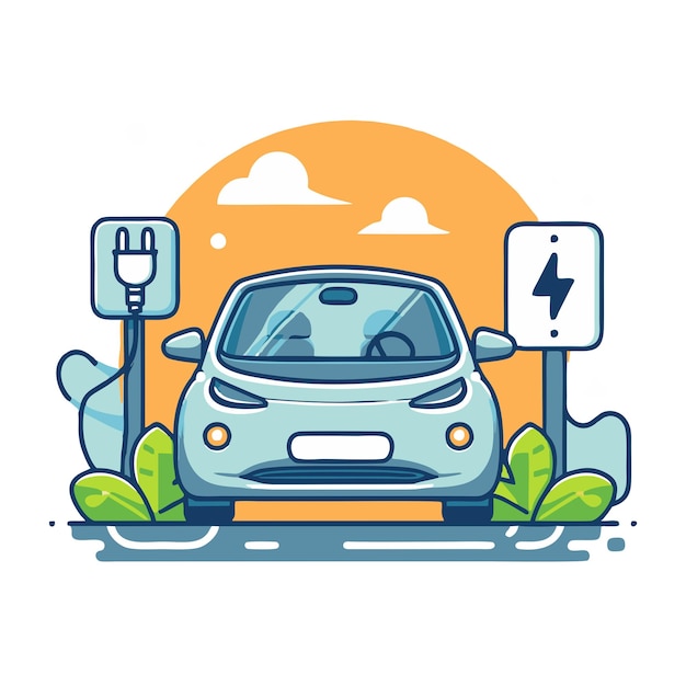 electric car flat vector design