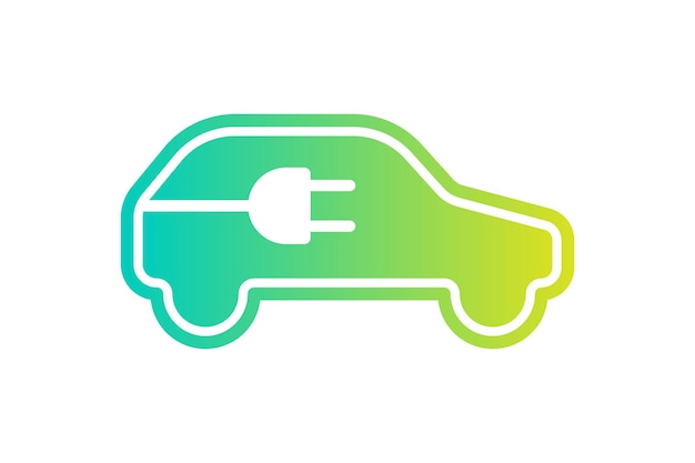 Electric car icon electrical cable plug charging gradient symbol eco friendly electric auto vehicle