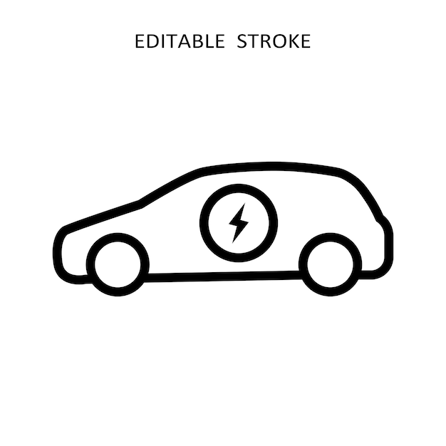 Electric car icon Hybrid vehicle pictogram Line electric car