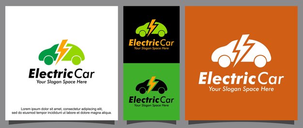 Electric car and lightning logo template