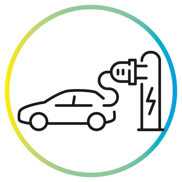 electric car pump icon charging at the charger station auto hybrid plug concept green energy