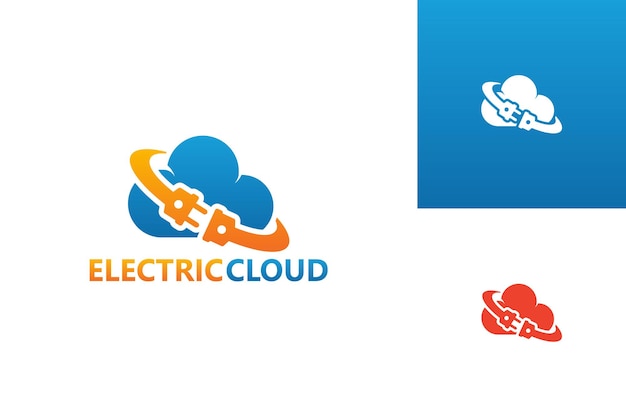 Electric Cloud Logo Template Design Vector, Emblem, Design Concept, Creative Symbol, Icon