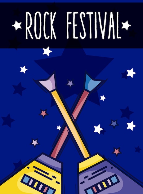 Vector electric guitar rock festival cartoon 