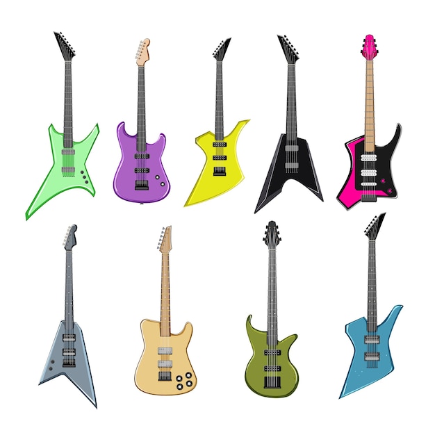 Electric guitar set cartoon vector illustration