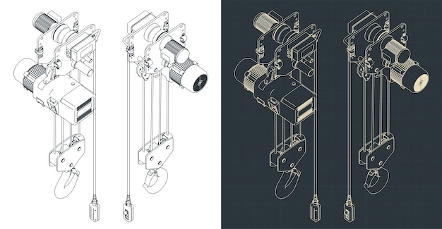 Electric hoist isometric blueprints