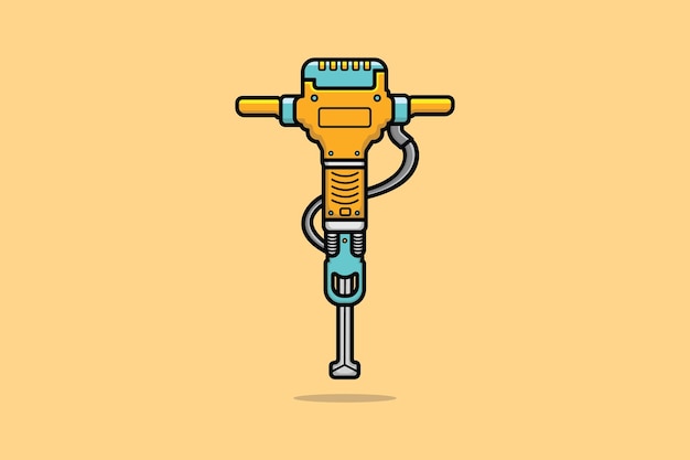 Electric Jackhammer tool vector illustration.