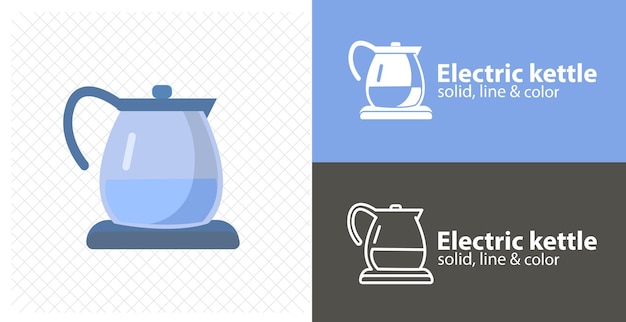 Electric kettle isolated flat illustration electric kettle line icon