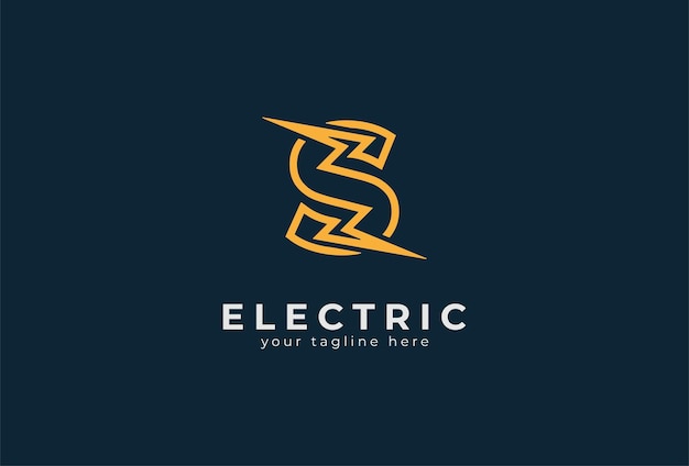 Electric Logo, letter S with thunder bolt combination, electric design logo template