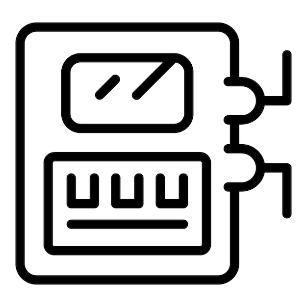 Electric meter measuring power consumption with connected cables icon