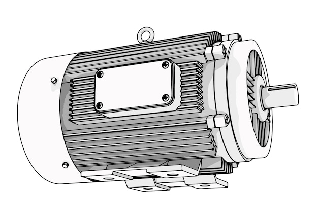 Electric motor sketch on white background vector