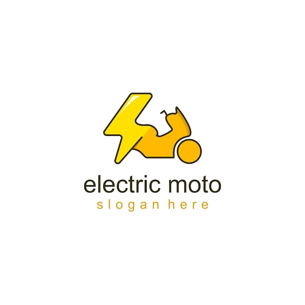 Electric motorbike logo motorbike logo with yellow electric symbol combination